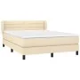 Box spring bed with cream fabric mattress 140x190 cm by vidaXL, Beds and slatted bases - Ref: Foro24-3126322, Price: 419,08 €...