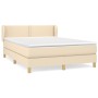Box spring bed with cream fabric mattress 140x190 cm by vidaXL, Beds and slatted bases - Ref: Foro24-3126722, Price: 410,15 €...