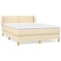 Box spring bed with cream fabric mattress 140x190 cm by vidaXL, Beds and slatted bases - Ref: Foro24-3126722, Price: 417,45 €...