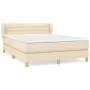Box spring bed with cream fabric mattress 140x190 cm by vidaXL, Beds and slatted bases - Ref: Foro24-3126882, Price: 430,11 €...