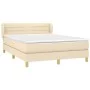 Box spring bed with cream fabric mattress 140x190 cm by vidaXL, Beds and slatted bases - Ref: Foro24-3126882, Price: 430,11 €...