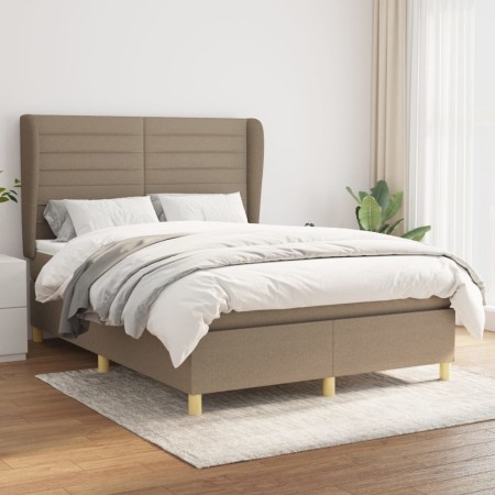Box spring bed with taupe gray fabric mattress 140x190 cm by vidaXL, Beds and slatted bases - Ref: Foro24-3128601, Price: 539...