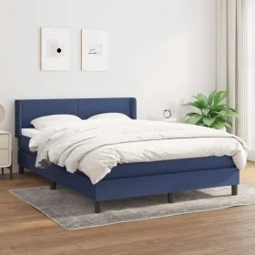 Box spring bed with blue fabric mattress 140x190 cm by vidaXL, Beds and slatted bases - Ref: Foro24-3129551, Price: 452,87 €,...