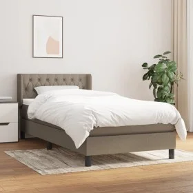 Box spring bed with taupe gray fabric mattress 90x190 cm by vidaXL, Beds and slatted bases - Ref: Foro24-3129917, Price: 313,...