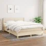 Box spring bed with cream fabric mattress 140x190 cm by vidaXL, Beds and slatted bases - Ref: Foro24-3130190, Price: 399,29 €...