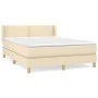 Box spring bed with cream fabric mattress 140x190 cm by vidaXL, Beds and slatted bases - Ref: Foro24-3130190, Price: 399,29 €...