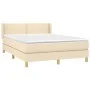 Box spring bed with cream fabric mattress 140x190 cm by vidaXL, Beds and slatted bases - Ref: Foro24-3130190, Price: 399,29 €...