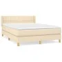 Box spring bed with cream fabric mattress 140x190 cm by vidaXL, Beds and slatted bases - Ref: Foro24-3130270, Price: 408,34 €...