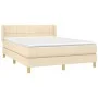 Box spring bed with cream fabric mattress 140x190 cm by vidaXL, Beds and slatted bases - Ref: Foro24-3130270, Price: 408,34 €...