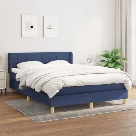 Box spring bed with blue fabric mattress 140x190 cm by vidaXL, Beds and slatted bases - Ref: Foro24-3130271, Price: 465,22 €,...