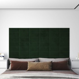Paneles de pared 12 uds terciopelo verde oscuro 30x15cm 0,54 m²