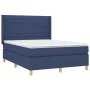 Box spring bed with blue fabric mattress 140x190 cm by vidaXL, Beds and slatted bases - Ref: Foro24-3132071, Price: 529,47 €,...