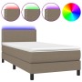 Box spring bed with mattress and LED lights taupe gray fabric 90x190 cm by vidaXL, Beds and slatted bases - Ref: Foro24-31330...