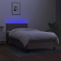 Box spring bed with mattress and LED lights taupe gray fabric 90x190 cm by vidaXL, Beds and slatted bases - Ref: Foro24-31330...