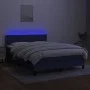Box spring bed mattress and LED lights blue fabric 140x190 cm by vidaXL, Beds and slatted bases - Ref: Foro24-3133075, Price:...