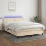 Boxspringbett-Matratze und LED-Leuchten, cremefarbener Stoff, 140 x 190 cm von vidaXL, Betten und Lattenroste - Ref: Foro24-3...