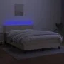 Boxspringbett-Matratze und LED-Leuchten, cremefarbener Stoff, 140 x 190 cm von vidaXL, Betten und Lattenroste - Ref: Foro24-3...