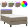 Box spring bed with mattress and LED lights taupe gray fabric 90x190 cm by vidaXL, Beds and slatted bases - Ref: Foro24-31332...