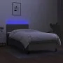 Box spring bed with mattress and LED lights taupe gray fabric 90x190 cm by vidaXL, Beds and slatted bases - Ref: Foro24-31332...