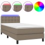 Boxspringbett mit Matratze und LED-Leuchten taupegrauer Stoff 90x190 cm von vidaXL, Betten und Lattenroste - Ref: Foro24-3133...