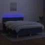 Box spring bed mattress and LED lights blue fabric 140x190 cm by vidaXL, Beds and slatted bases - Ref: Foro24-3133635, Price:...