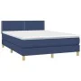 Box spring bed mattress and LED lights blue fabric 140x190 cm by vidaXL, Beds and slatted bases - Ref: Foro24-3133635, Price:...