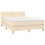 Box spring bed mattress and LED lights cream fabric 140x190 cm by vidaXL, Beds and slatted bases - Ref: Foro24-3133634, Price...