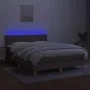 Box spring bed with mattress and LED lights taupe gray fabric 140x190 cm by vidaXL, Beds and slatted bases - Ref: Foro24-3133...