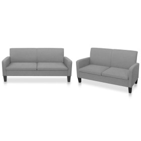 Conjunto de sofás de 2 piezas tela gris claro
