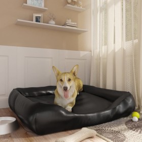 Cama para perros de cuero sintético negro 105x80x25 cm