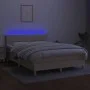 Box spring bed mattress and LED lights cream fabric 140x190 cm by vidaXL, Beds and slatted bases - Ref: Foro24-3133714, Price...
