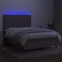 Box spring bed with mattress and LED lights taupe gray fabric 140x190 cm by vidaXL, Beds and slatted bases - Ref: Foro24-3134...