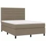 Box spring bed with mattress and LED lights taupe gray fabric 140x190 cm by vidaXL, Beds and slatted bases - Ref: Foro24-3134...