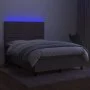 Box spring bed with mattress and LED lights taupe gray fabric 140x190 cm by vidaXL, Beds and slatted bases - Ref: Foro24-3134...