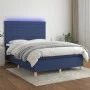 Cama box spring colchón y luces LED tela azul 140x190 cm de vidaXL, Camas y somieres - Ref: Foro24-3135515, Precio: 510,96 €,...