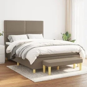 Box spring bed with taupe gray fabric mattress 140x190 cm by vidaXL, Beds and slatted bases - Ref: Foro24-3137073, Price: 514...