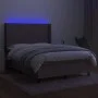 Box spring bed with mattress and LED lights taupe gray fabric 140x190 cm by vidaXL, Beds and slatted bases - Ref: Foro24-3138...