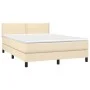 Box spring bed with cream fabric mattress 140x190 cm by vidaXL, Beds and slatted bases - Ref: Foro24-3139974, Price: 388,52 €...