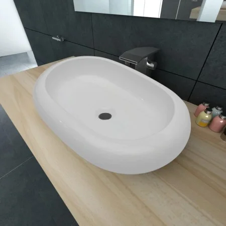 White ceramic oval washbasin 63x42 cm by vidaXL, Sinks - Ref: Foro24-140673, Price: 83,43 €, Discount: %
