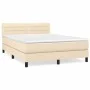 Box spring bed with cream fabric mattress 140x190 cm by vidaXL, Beds and slatted bases - Ref: Foro24-3140134, Price: 404,50 €...