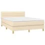 Box spring bed with cream fabric mattress 140x190 cm by vidaXL, Beds and slatted bases - Ref: Foro24-3140694, Price: 406,03 €...