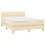 Box spring bed with cream fabric mattress 140x190 cm by vidaXL, Beds and slatted bases - Ref: Foro24-3140614, Price: 398,70 €...