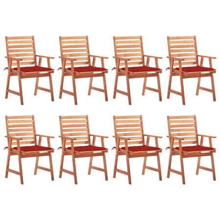 Sillas comedor de jardín y cojines 8 uds madera maciza acacia