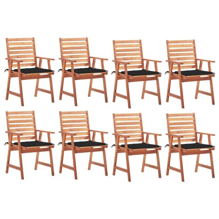 Sillas comedor de jardín y cojines 8 uds madera maciza acacia