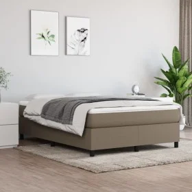 Box spring bed with taupe gray fabric mattress 140x190 cm by vidaXL, Beds and slatted bases - Ref: Foro24-3144419, Price: 391...