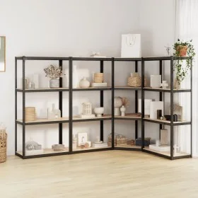 Shelving 4 levels 4 units steel and anthracite gray plywood by vidaXL, Industrial shelving - Ref: Foro24-3154153, Price: 184,...