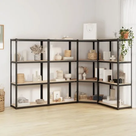 Shelving 4 levels 4 units steel and anthracite gray plywood by vidaXL, Industrial shelving - Ref: Foro24-3154153, Price: 184,...