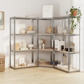 Shelving 4 levels 3 units steel plywood silver by vidaXL, Industrial shelving - Ref: Foro24-3154144, Price: 126,03 €, Discoun...