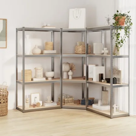 Regal 4 Ebenen 3 Einheiten Stahlsperrholz silber von vidaXL, Industrieregale - Ref: Foro24-3154144, Preis: 126,03 €, Rabatt: %