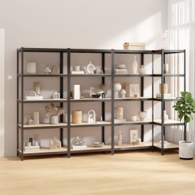 Shelving 5 levels 4 units anthracite gray steel and plywood by vidaXL, Industrial shelving - Ref: Foro24-3154160, Price: 172,...